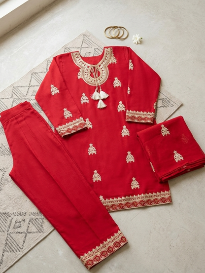 Crimson Heritage Embroidered Co-Ord Set
